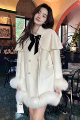 White Long Sleeves Bowknot Sweet Elegant Princess Lolita Cloak Coat